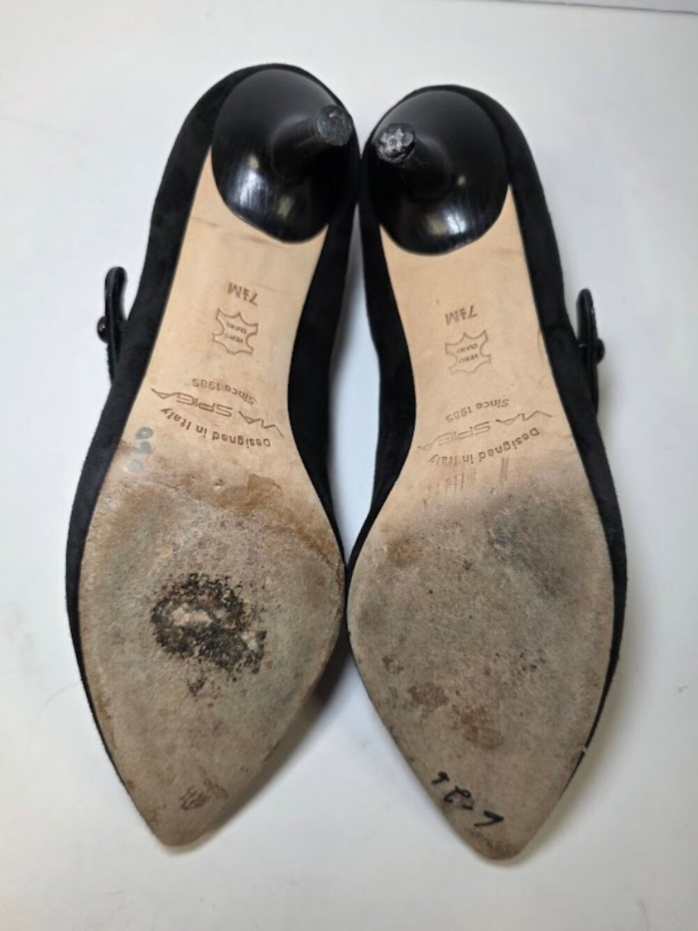 Via Spiga Black Suede Pointed Toe Mary Jane Heels 7.5 - Picture 7 of 9